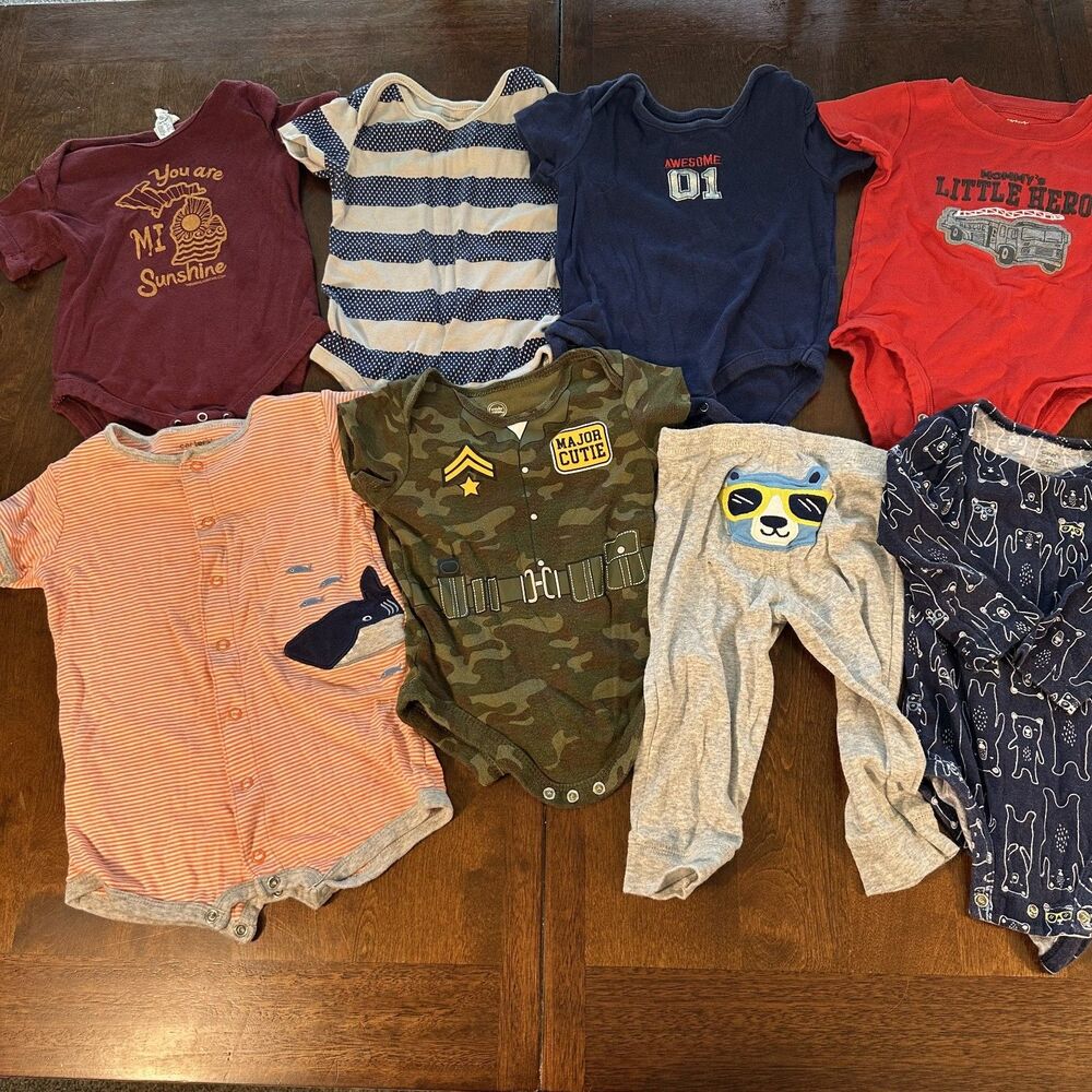 Lot Of 12M Boys Clothes 7 Pairs 12M Jumpers, 1 Pants, Two Shirts Carters etc